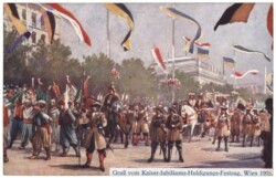 Gruß vom Kaiser-Jubiläums-Huldigungs-Festzug, Wien 1908