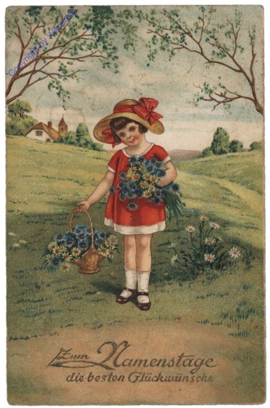 Mädchen mit Blumenkorb, Namenstag