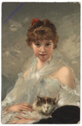 ak111570 Dame mit Katze