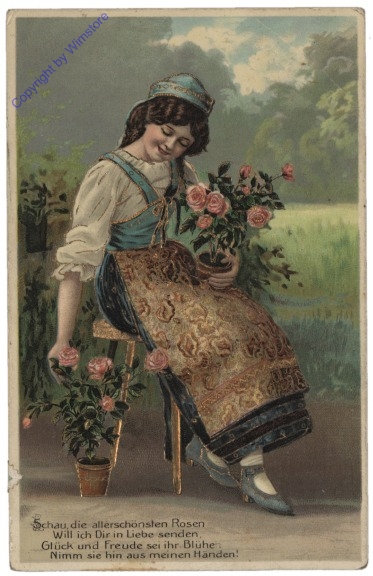 Frau mit Rosenstöcken, Vers