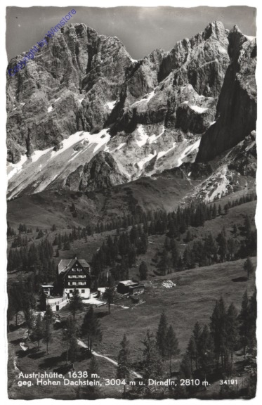 ak112083 Ramsau, Austriahütte gegen Hohen Dachstein und Dirndln