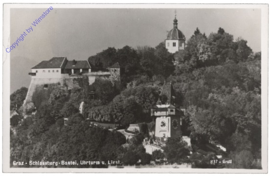 Graz, Schlossberg, Bastei, Uhrturm und Liesl