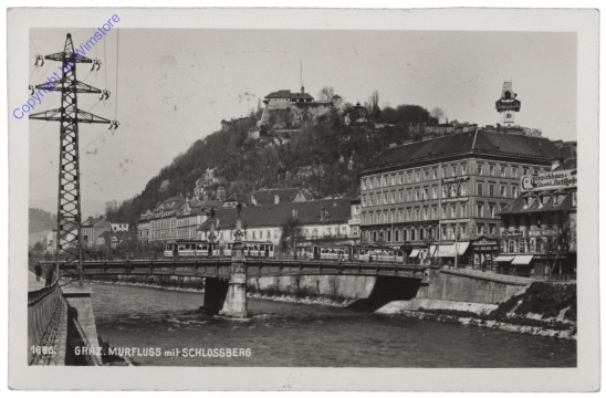 Graz, Murfluss mit Schlossberg