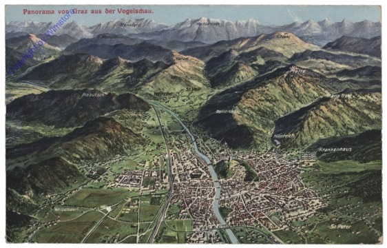 Graz, Panorama aus der Vogelschau