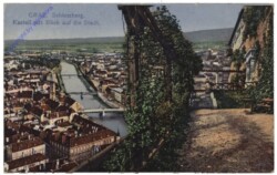 Graz, Schlossberg, Kastell mit Blick auf die Stadt