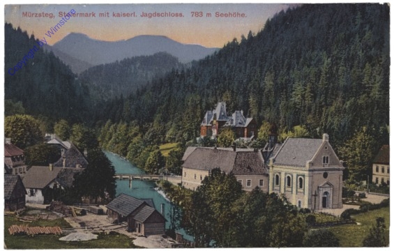 ak112868 Mürzsteg, mit kaiserl. Jagdschloss