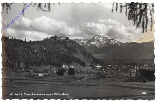 ak114026 St. Andrä, Ruine Landskron gegen Mittagskogel