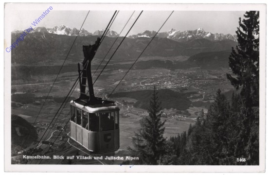 Villach, Kanzelbahn, Blick auf Villach und Julische Alpen