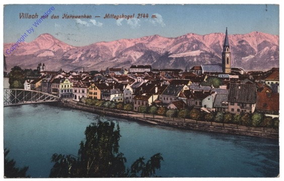 ak114185 Villach, mit den Karawanken, Mittagskogel