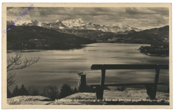 Wörthersee, Schrottenburg, Blick von der Zillhöhe gegen Mittagskogel