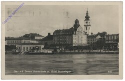 Linz an der Donau, Donaulände mit Hotel Weinzinger