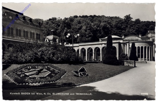 Baden, Blumenuhr und Trinkhalle