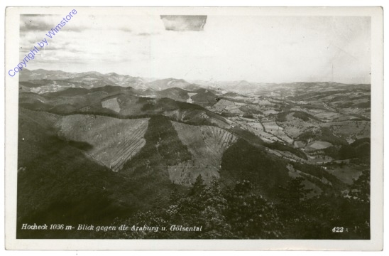 Furth an der Triesting, Hocheck, Blick gegen die Araburg und Gölsental