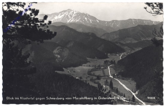 ak115428 Mariahilfberg, Blick ins Klostertal gegen Schneeberg