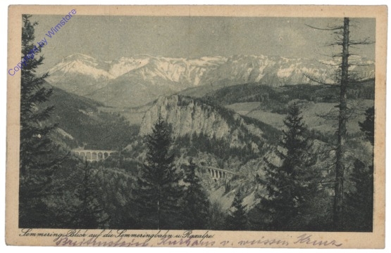 Semmering, Blick auf die Semmeringbahn und Raxalpe
