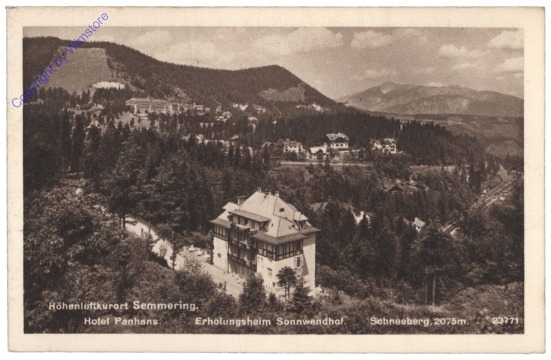 Semmering, Hotel Panhans, Erholungsheim Sonnwendhof, Schneeberg