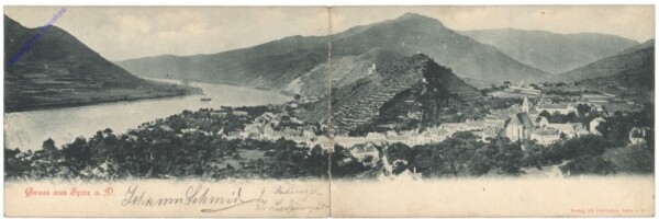 Spitz an der Donau, Ortsansicht, Klappkarte