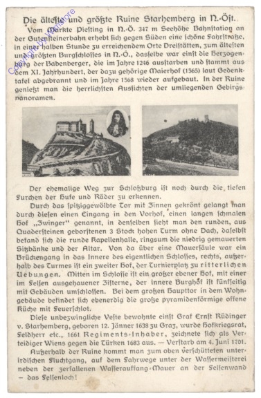 Dreistetten, Ruine Starhemberg