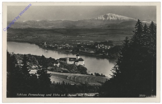 Ybbs, Persenbeug, Schloss und Ortsansicht