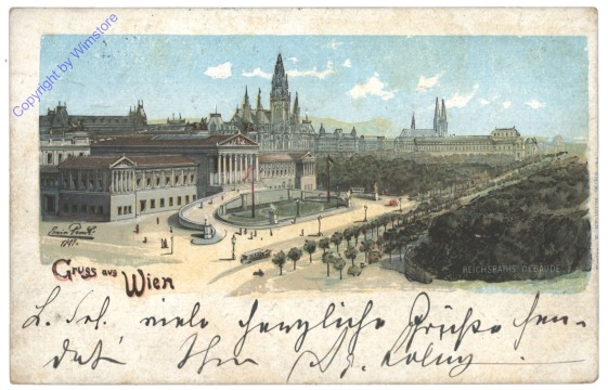 ak116175 Wien 1, Reichsraths-Gebäude, Gruss aus Wien