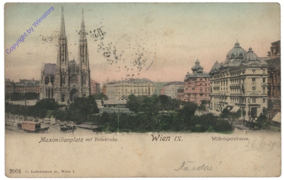 Wien 9, Maximilianplatz mit Votivkirche, Währingerstrasse