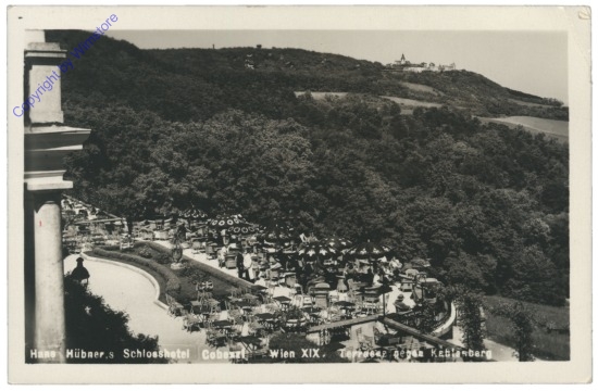 Wien 19, Hans Hübner's Schlosshotel Cobenzl, Terrasse gegen Kahlenberg