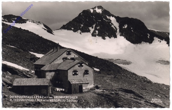Hinterbichl, Defreggerhaus am Grossvenediger m. Frossnitztörl u. Weisspitze