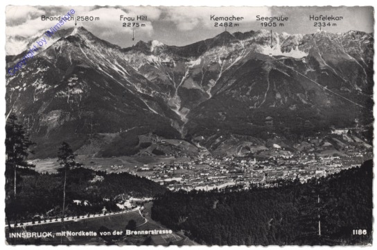 Innsbruck, mit Nordkette von der Brennerstrasse