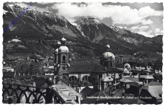 Innsbruck, Stadtpfarrkirche St. Jakob mit Nordkette