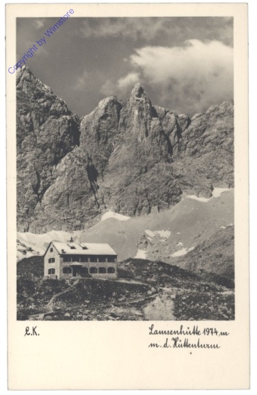 Karwendel, Lamsenhütte m.d. Hüttenturm