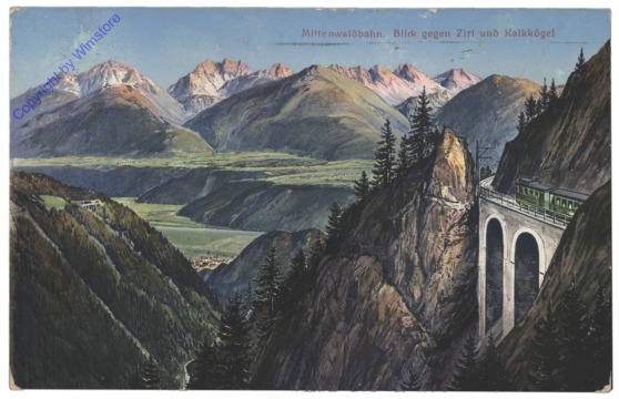 Innsbruck, Mittenwaldbahn, Blick gegen Zirl und Kalkkögel