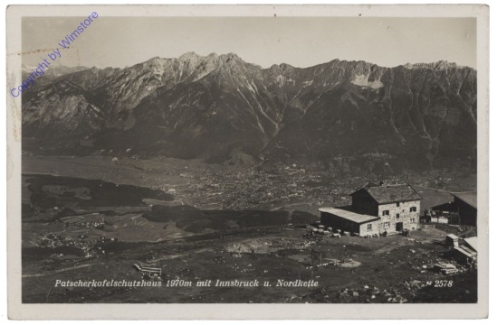 Patsch, Patscherkofelschutzhaus mit Innsbruck u. Nordkette