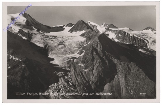 Stubaier Alpen, Wilder Freiger, Wilder Pfaff und Zuckerhütl von der Maierspitze