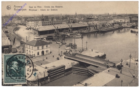 Antwerpen, Anvers, Quai du Rhin, Entree des Bassins
