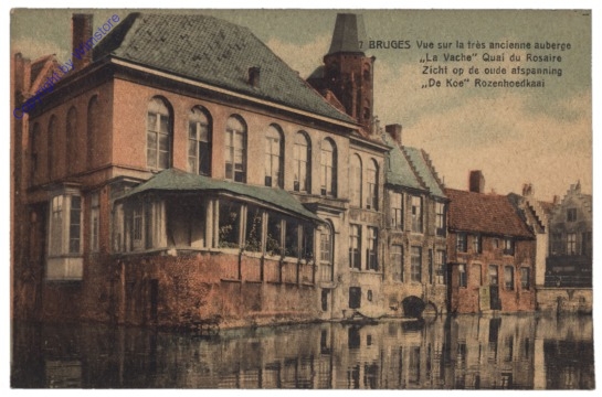 ak119313 Brügge, Bruges, Vue sur la trés ancienne auberge "La Vache" Quai du Rosaire