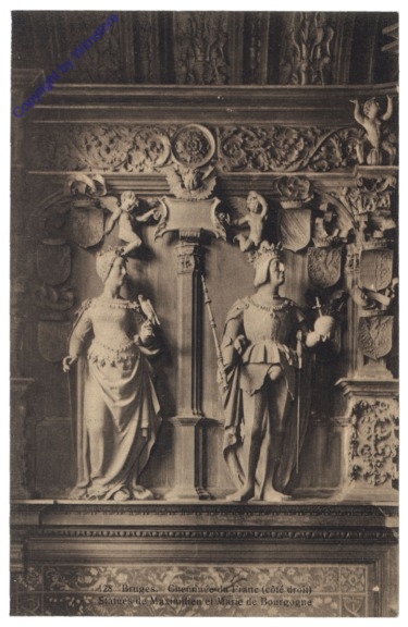 ak119319 Brügge, Bruges, Cheminée du Franc, Statues de Maximilien et Marie de Bourgogne