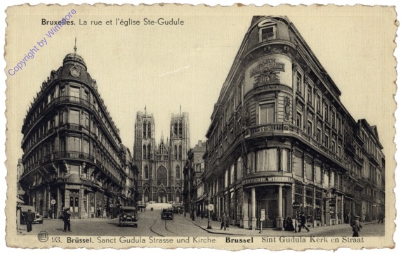 ak119373 Brüssel, Bruxelles, La rue et l'église Ste-Gudule
