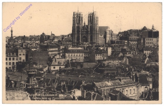 ak119374 Brüssel, Bruxelles, Eglise Sainte Gudule et panorama