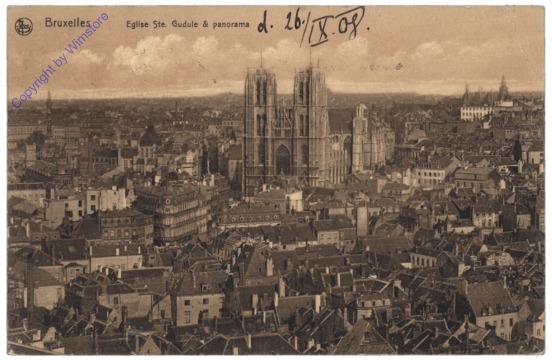 ak119400 Brüssel, Bruxelles, Eglise Ste. Gudule & panorama