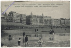 ak119739 Ostende, Digue vers l'Hippodrome, Hotels: Wellington, Globe, Renomméc, Helvetia, Bass, Continental, Océan, Beau Rivage, Splendid