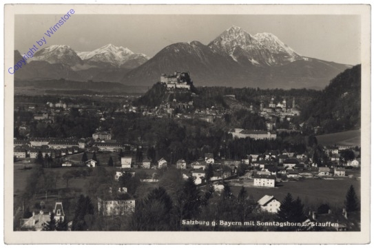 Salzburg, gegen Bayern mit Sonntagshorn u. Stauffen