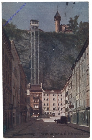 Salzburg, Elektr. Aufzug auf den Mönchsberg
