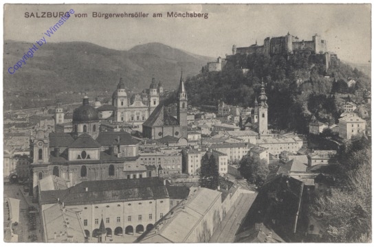 Salzburg, vom Bürgerwehrsöller am Mönchsberg