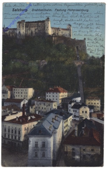 Salzburg, Drahtseilbahn. Festung Hohensalzburg