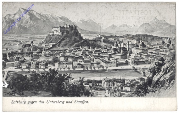 Salzburg, gegen den Untersberg und Stauffen