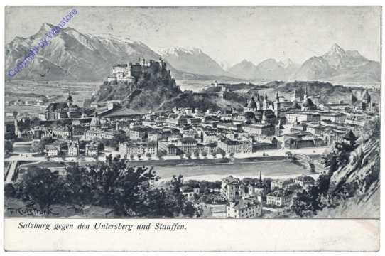 Salzburg, gegen den Untersberg und Stauffen