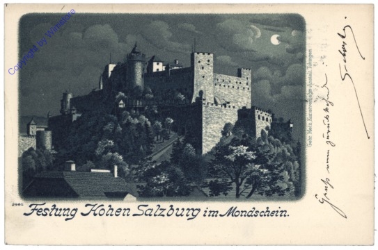 ak120518 Salzburg, Festung Hohen Salzburg im Mondschein