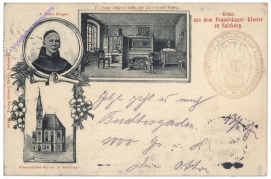 Salzburg, Gruss aus dem Franziskaner-Kloster zu Salzburg