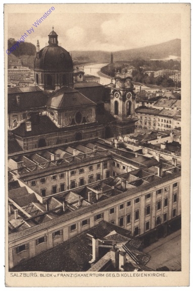Salzburg, Blick v. Franziskanerturm geg. d. Kollegienkirche