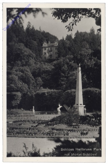 Salzburg, Schloss Hellbrunn, Park mit Monat Schlössl